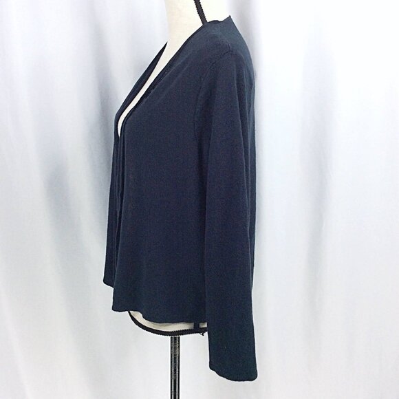 J JIll Linen Blend Open Cardigan Sweater Women's 1X (Tag) XL (Fit) Navy Blue - Picture 4 of 11
